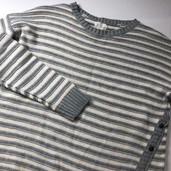 CASLON (Nordstrom) Gray & Cream Side Snap Pullover - Picture 4 of 8